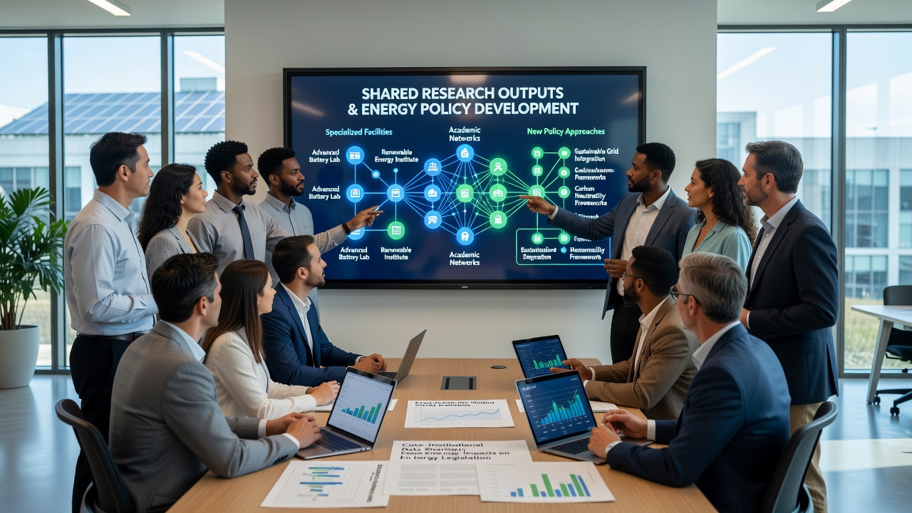 Shared Research Outputs from Specialized Facilities Shape Energy Policy Development Across Academic Networks